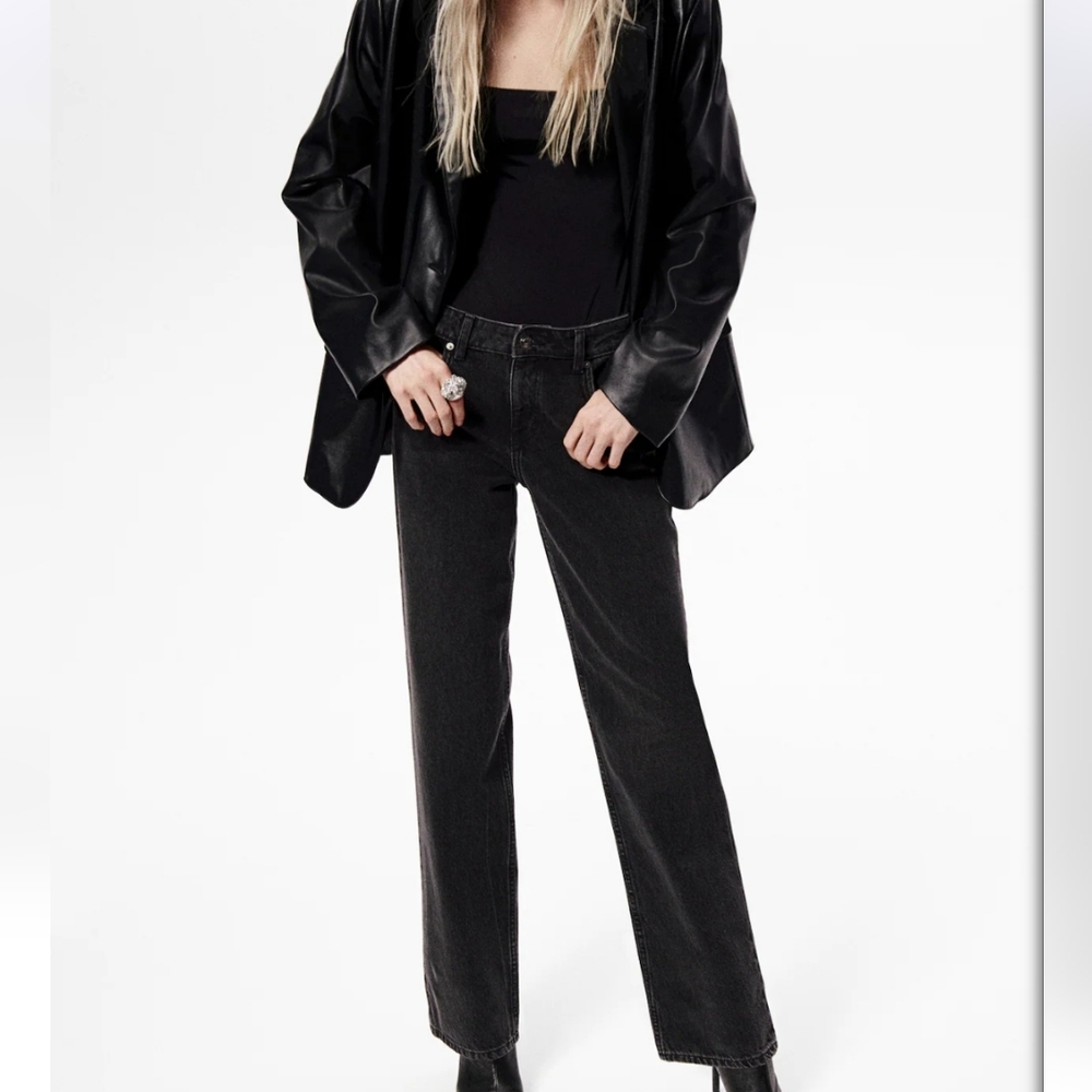 Divided Black Straight Leg Jeans | Regular Fit Stacked Denim | Size 8